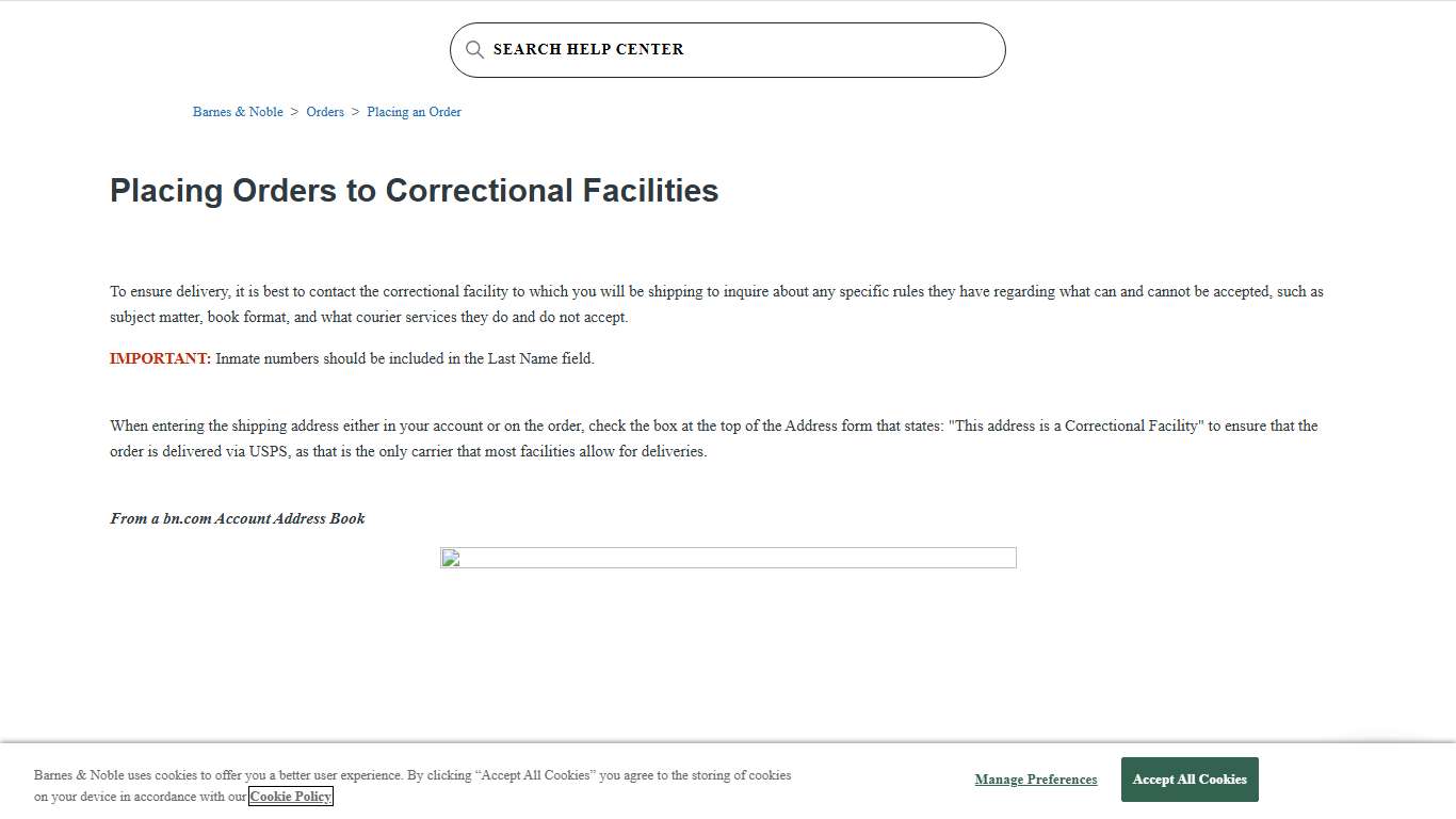 Placing Orders to Correctional Facilities – Barnes & Noble